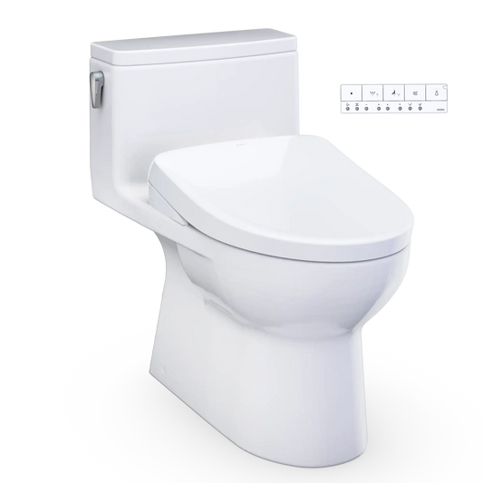 TOTO Redington WASHLET+ S7A One-Piece Elongated 1.28 GPF Universal Height Toilet MW6724736CEFG#01